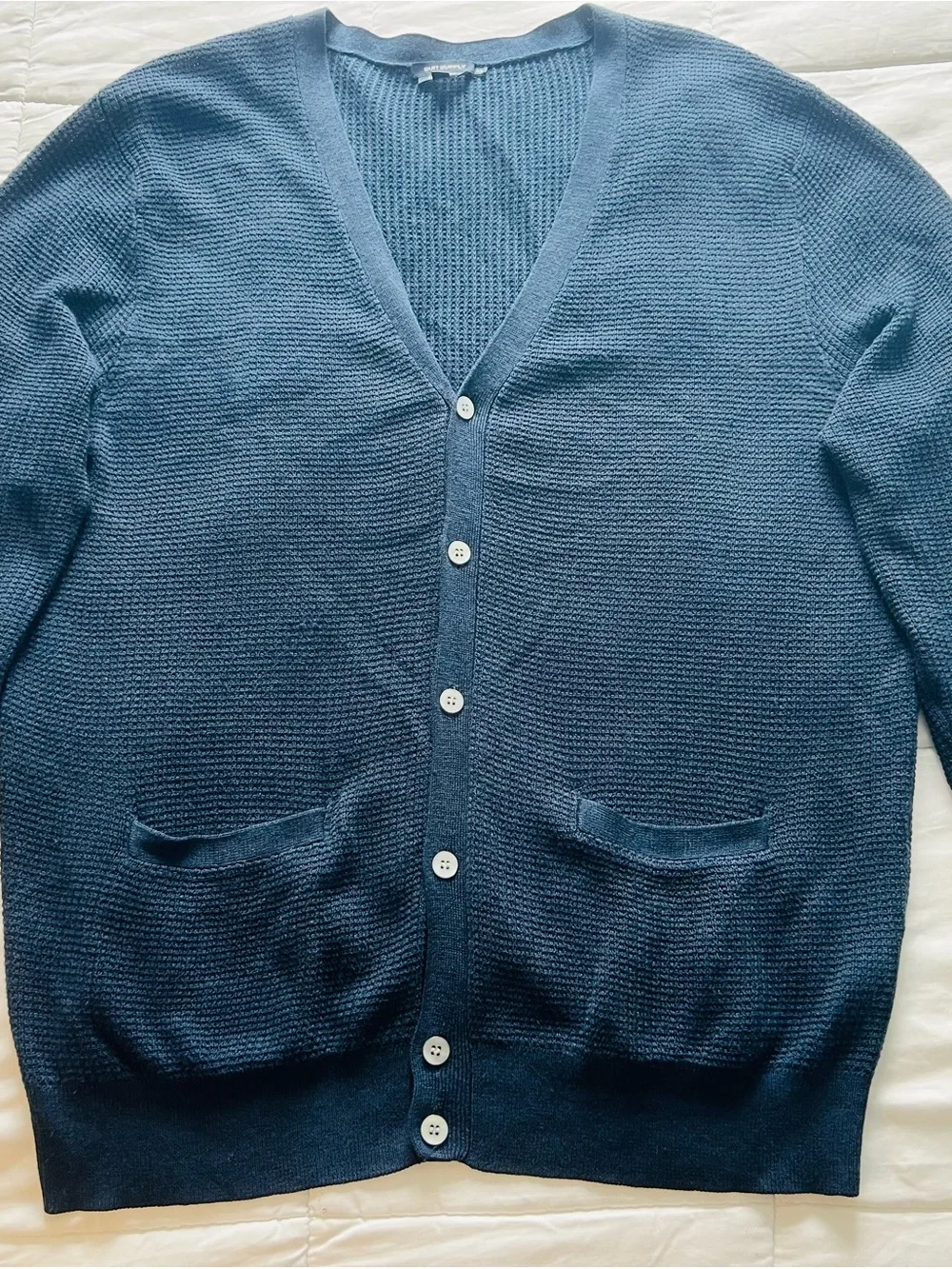 Suitsupply Deep Blue V-Neck Button Cardigan